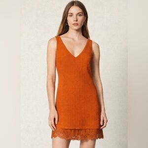 Sandro Paris Burnt Orange Textured Dress
